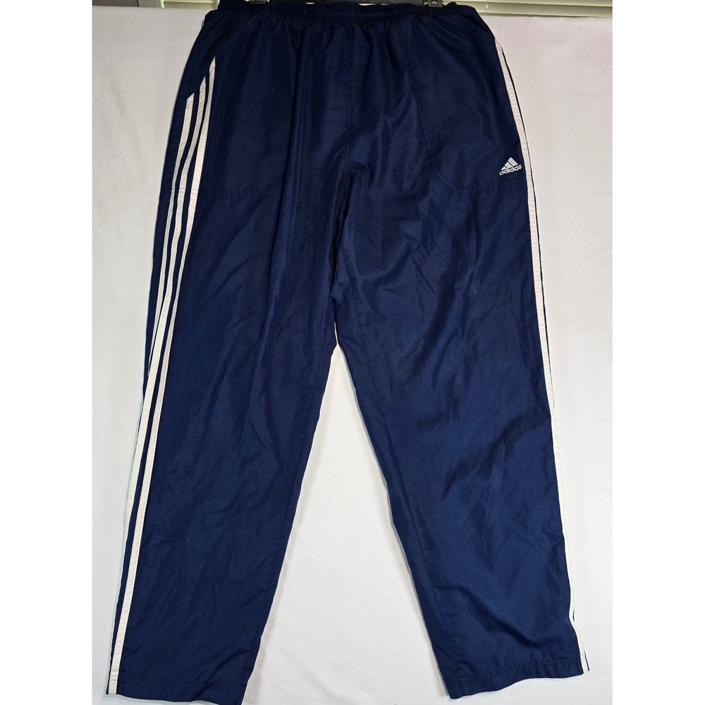 VTG Adidas ClimaProof Wind Pants Mens‎ Large Navy Blue 3-Stripe Track Pants 2004